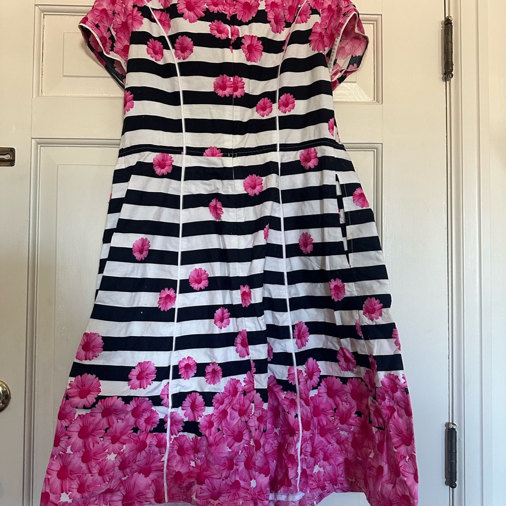 Floral Striped Dress in Pink and Black - Picture 2 of 2